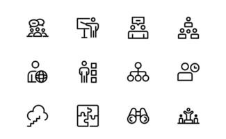 Premium Modern Teamwork Icon package. Professional and Minimalist Vectors for Collaboration, Team Building, and Office Projects in Outline Style.
