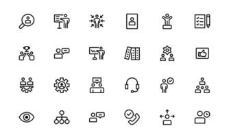 Modern Teamwork Icons package. Professional and Minimalist Vectors for Collaboration, Team Building, and Office Projects in Outline Style.