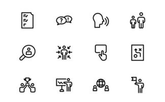 Premium Modern Teamwork Icon collection. Professional and Minimalist Vectors for Collaboration, Team Building, and Office Projects in Outline Style.