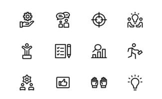 Premium Modern Teamwork Icon bundle. Professional and Minimalist Vectors for Collaboration, Team Building, and Office Projects in Outline Style.