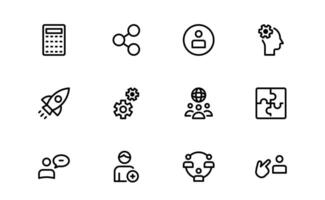 Premium Modern Teamwork Icon pack. Professional and Minimalist Vectors for Collaboration, Team Building, and Office Projects in Outline Style.