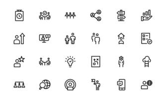 Premium Modern Teamwork Icon Set. Professional and Minimalist Vectors for Collaboration, Team Building, and Office Projects in Outline Style.