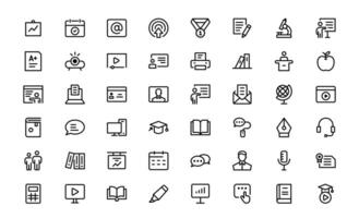 Education Icon Set bundle . Modern Icons for Learning, Teaching, Schools, and Digital Educational Tools vector