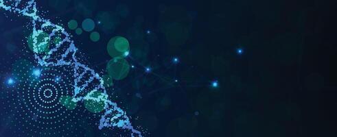 dna molecule on a dark background with dots vector