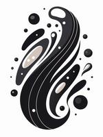 An intricate black and white abstract piece featuring swirling patterns and spherical elements for a bold and eye-catching effect vector