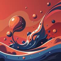 Vibrant fluid art with swirling waves and colorful bubbles vector