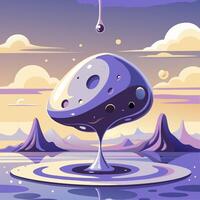 Enigmatic dripping orb with intricate designs in a tranquil mountain setting vector