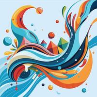A dynamic abstract composition with bold lines, vivid colors, and geometric shapes forming an energetic and visually striking image vector