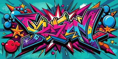 Energetic Graffiti Design with Explosive Elements and Stars vector