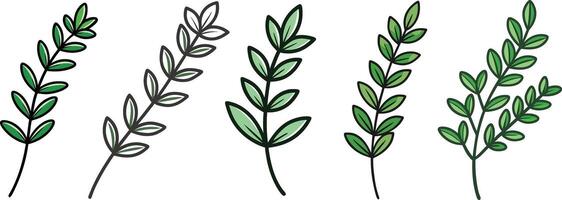 Set of four green different types of plants. vector