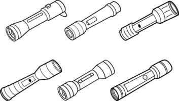 A set of different types of flashlights vector