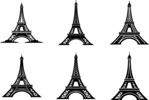 Multiple silhouette of the iconic Eiffel tower in Paris France vector