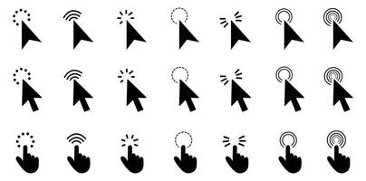 cursor arrow and hand pointer filled icon set vector