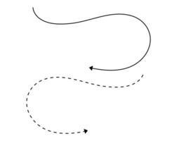 pointing arrow with curved and dotted path vector