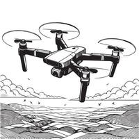 Advanced Drone in Flight Above Agricultural Fields vector