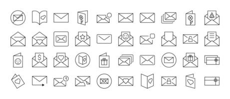 Envelope, Mail, Post Line Icon Collection. Outline Signs for Graphic and Web Design, Apps, Adverts, Various Cards vector