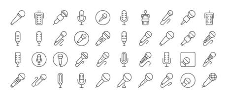 Microphone Line Icon Collection. Outline Signs for Graphic and Web Design, Apps, Adverts, Various Cards vector