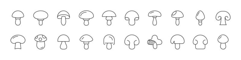 Collection of Mushroom Related Line Icons. Outline Signs for Graphic and Web Design, Apps, Adverts, Various Cards vector