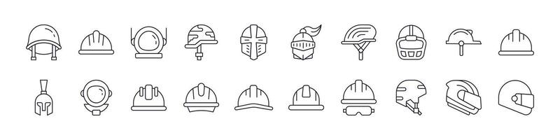 Helmet Modern Outline Style Icons for Design, Cards, Apps, Social Networks vector