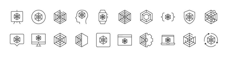 Bundle of Net Related Line Icons. Outline Signs for Graphic and Web Design, Apps, Adverts, Various Cards vector