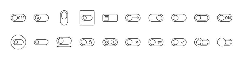 On Off, Switch Line Icon Bundle. Outline Signs for Graphic and Web Design, Apps, Adverts, Various Cards vector
