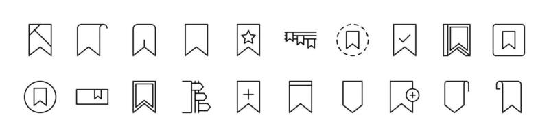 Reading Simple Linear Illustrations. Contains Icons of Bookmark for Graphics, Concept, Apps vector