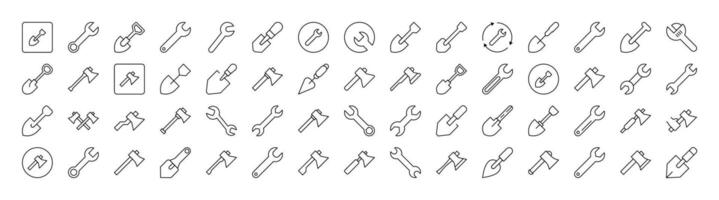 Pack of Brick Wall, Floor Plan, Building Related Line Icons. Outline Signs for Graphic and Web Design, Apps, Adverts, Various Cards vector