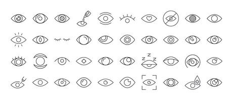 Pack of Eye Related Line Icons. Outline Signs for Graphic and Web Design, Apps, Adverts, Various Cards vector
