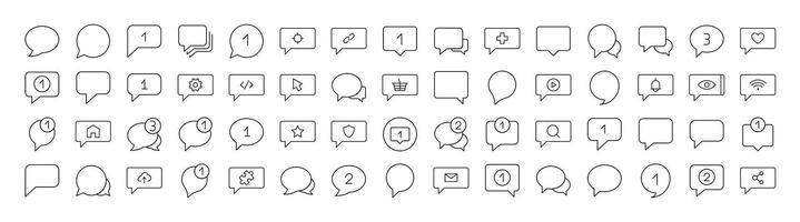 Various Speech Bubbles Line Icon Collection. Outline Signs for Graphic and Web Design, Apps, Adverts, Various Cards vector