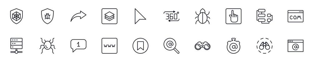 Collections of line icons of web and internet. Simple linear illustration that perfect for web banners, social networks, articles, infographics vector