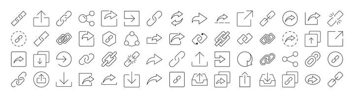 Share and Link Line Icon Pack. Outline Signs for Graphic and Web Design, Apps, Adverts, Various Cards vector