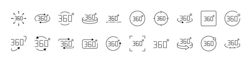 360 Thin Line Icon Set. Outline Signs for Graphic and Web Design, Apps, Adverts, Various Cards vector