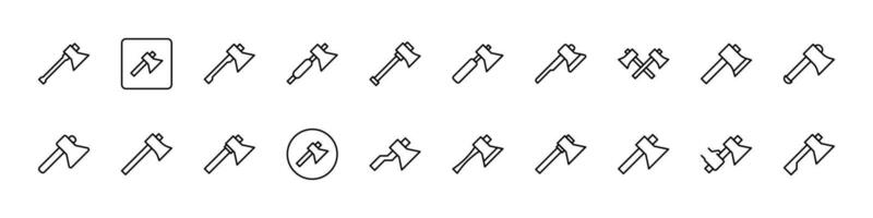 Axe Line Icon Pack. Minimalistic Linear Pictogram for Web and Graphic Design, Apps, Banners, Social Network and Cards vector