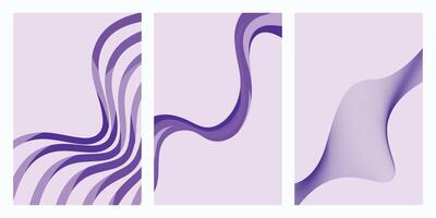 Abstract purple poster set, smooth blurred gradient background with glowing liquid texture, pink fluid banner with copy space vector
