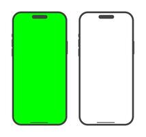 Modern green screen smartphone devices mockup set. Mobile phone advertisement presentation template illustration vector