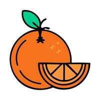 Flat illustration of orange fruit with slice icon for web design vector