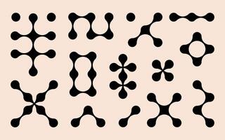 Set black metaballs isolated on a white background. Modern contemporary geometric shapes and elements. vector