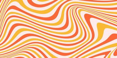 Abstract horizontal background with dynamic waves. Trendy illustration in style retro 60s, 70s. Red and yellow colors vector