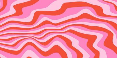 Abstract horizontal background with dynamic waves. Trendy illustration in style retro 60s, 70s. Pink and red colors vector