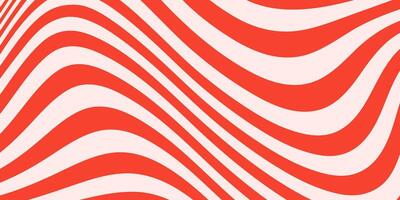 Abstract horizontal monochrome background with dynamic waves. Trendy illustration in style retro 60s, 70s. Beige and red colors vector