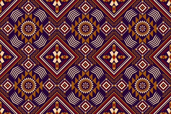 Geometric ethnic flowers seamless pattern
