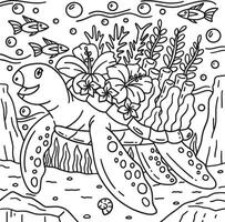 Turtle with Shell Vegetation Coloring Page vector