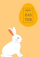 Happy easter card with white bunny and egg design vector