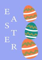 Easter poster design with colorful eggs on pastel background vector