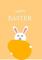 Happy easter card design with cute bunny and colorful egg vector