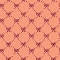 Seamless coral and maroon geometric pattern with bows design vector