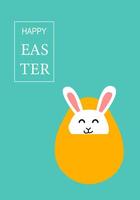 Cute easter card design featuring smiling bunny in egg vector