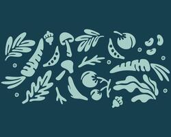 Vegetable kitchen cafe food pattern background backdrop illustration menu texture layout wall print art editable vector