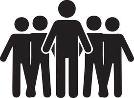 A silhouette illustration depicting a leader figure standing in front of a group, symbolizing leadership, teamwork, unity, and guidance. Ideal for business, corporate, and community related designs vector