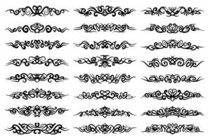 A collection of abstract artistic vintage ornamental dividers, floral and swirl designs. Perfect for decorative purposes in print materials, invitations, or digital graphic design projects. vector